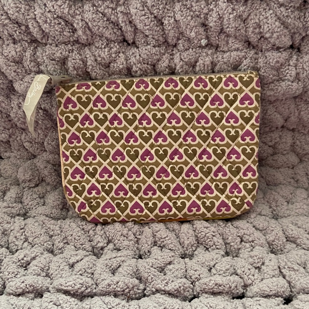 Vera Bradley Pink and Brown Cosmetic Bag